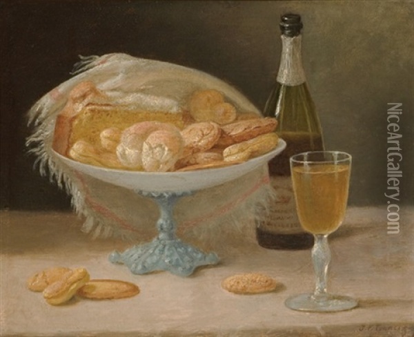 Cake And Champagne Oil Painting - John F. Francis
