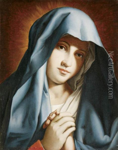 Madonna In A Blue Cape Oil Painting - Giovanni Battista Salvi