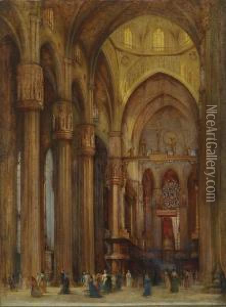 View Of Milan Cathedral With Privilegata Altar Oil Painting - Franz Alt