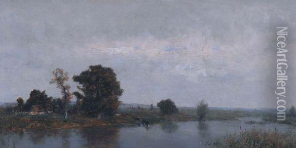 Frans Rivierlandschap Oil Painting - Alfred De Knyff