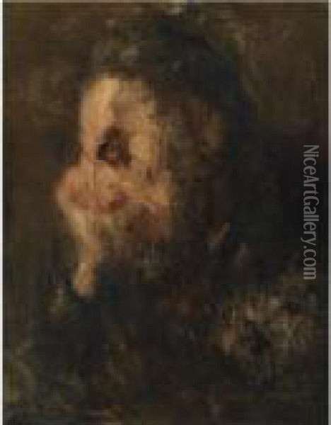 A Rabbi Oil Painting - Jozef Israels