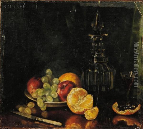 Still Life With Fruit And Decanter Oil Painting - Elsie Caron Ives