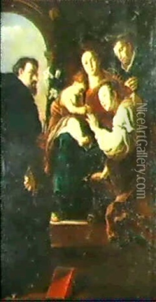 Sposalizio Mistico Di Santa Caterina E I Santi Domenico     E Pietro Martire Oil Painting - Filippo Abbiati