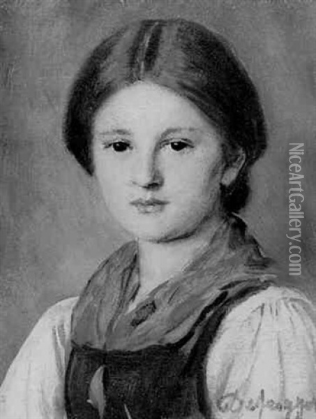 Portrait Eines Jungen Maedchens Oil Painting - Franz Von Defregger