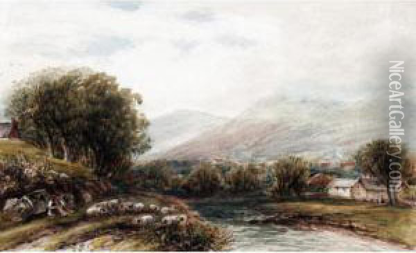Near Capel Curig Oil Painting - James Orrock