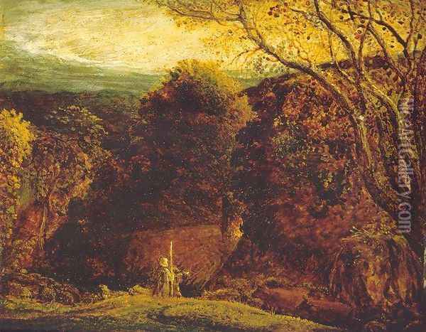 Landscape, Twilight Oil Painting - Samuel Palmer