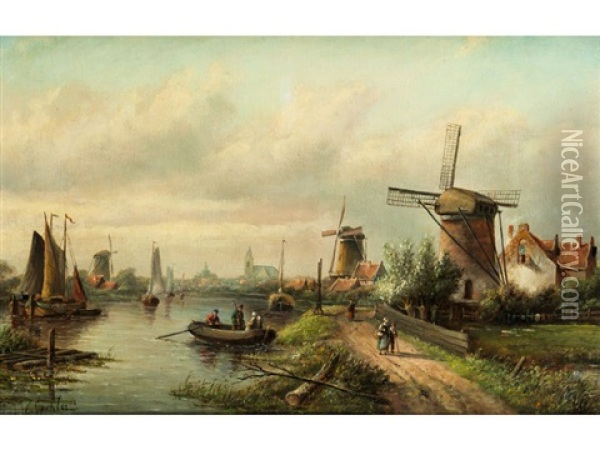 Hollandische Landschaft Oil Painting - Jan Jacob Coenraad Spohler