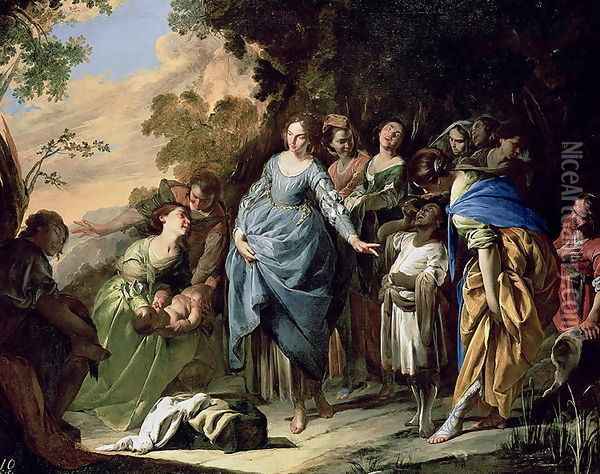 The Finding of Moses, c.1650-56 Oil Painting - Bernardo Cavallino