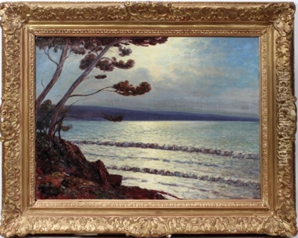 Seascape With Coastline Oil Painting - Arsene Chabanian