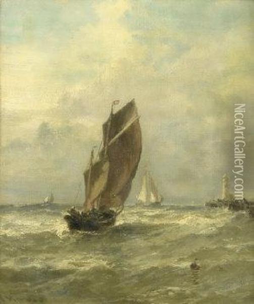 Fishing Boats, Boulogne Oil Painting - Edwin Hayes