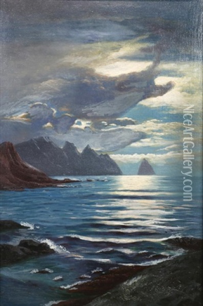 Rolling Waves In The Moonlight Oil Painting - Franz Dernel