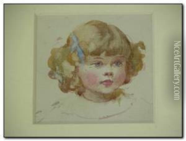 Portrait Of A Little Girl Oil Painting - Mabel Hankey Hobson E