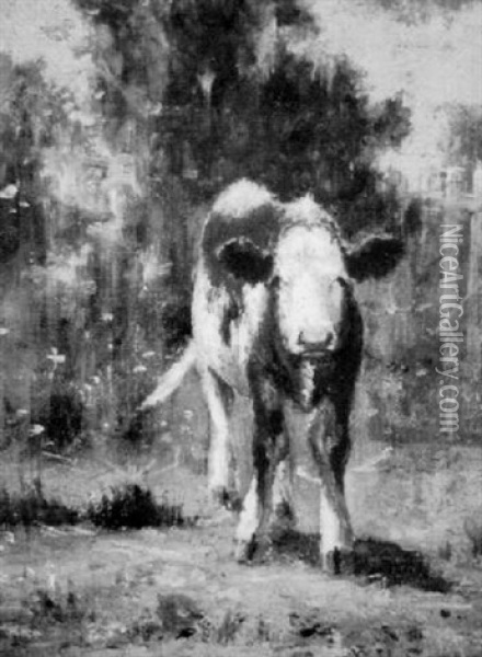 Calf Oil Painting - Wilbur H. Lansil