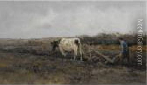Ploughing The Fields Oil Painting - Willem George Fred. Jansen