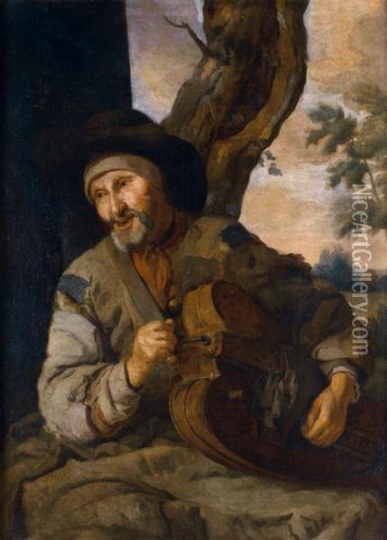 Un Joueur De Vielle Oil Painting - Jacob Van Toorenvliet