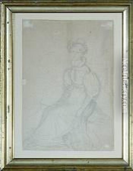 A Portrait Of Miss Elonora Hage Oil Painting - Wilhelm Ferdinand Bendz