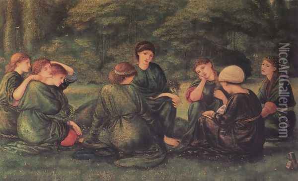 Green Summer Oil Painting - Sir Edward Coley Burne-Jones