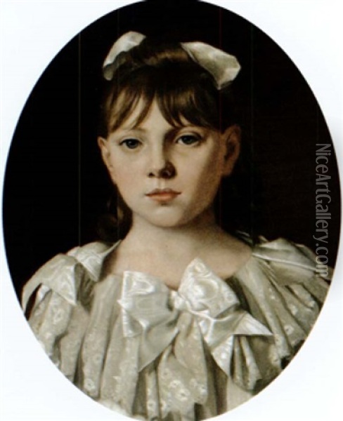 Portrait De Fillette Oil Painting - Leon Tanzi
