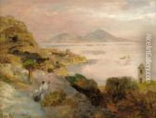Die Neapolitanische Kuste Mit Blick Auf Capri Oil Painting - Oswald Achenbach