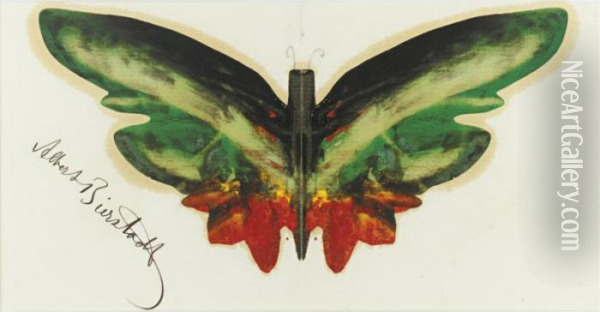 Green Butterfly Oil Painting - Albert Bierstadt