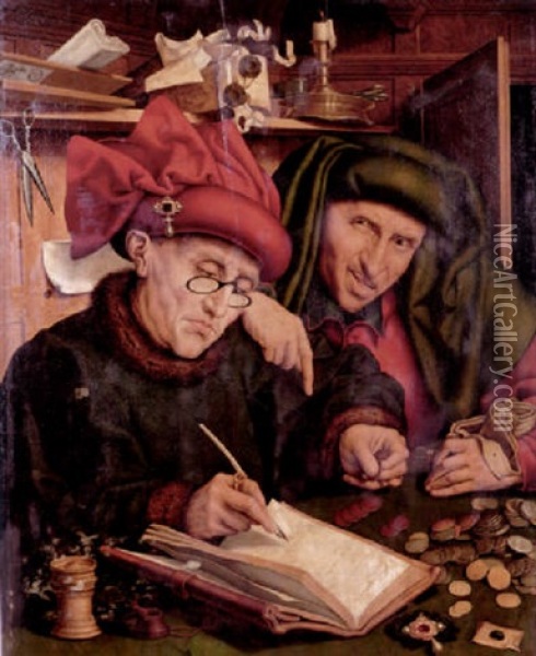The Money Lenders Oil Painting - Quentin Massys the Elder