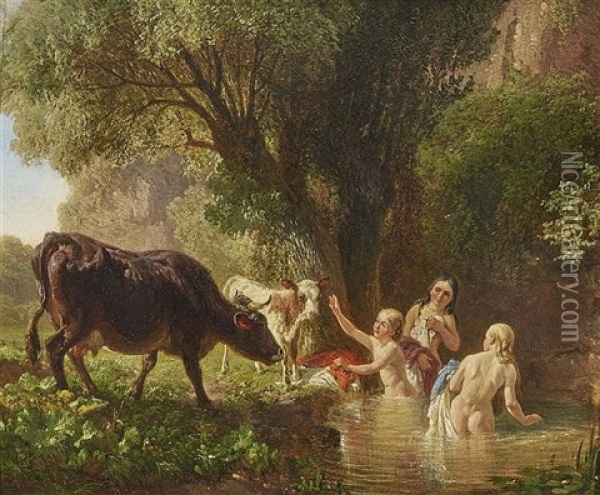 Surprise Oil Painting - Johann Friedrich Voltz