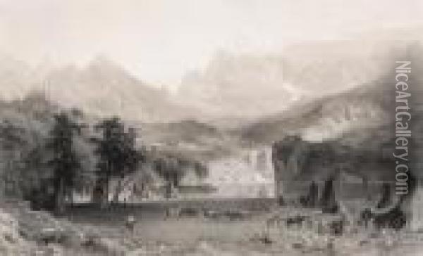The Rocky Mountains Oil Painting - Albert Bierstadt