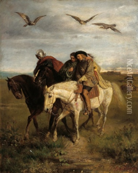 Die Drei (nach Einem Gedicht Von Nikolaus Lenau) Oil Painting - Theodor Breitwieser