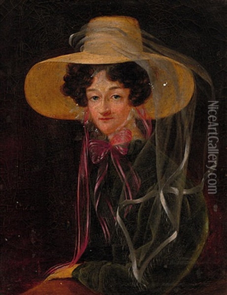 Portrait Der Therese Grafin Von Der Schulenburg Mit Florentiner Hut Oil Painting - Caroline Franziska (nee Sattler) Tridon