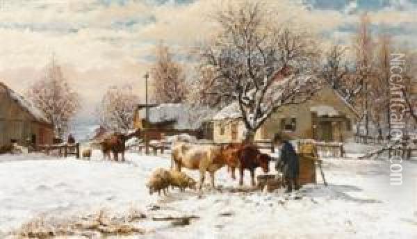 New England Winter Scene Oil Painting - William Preston Phelps