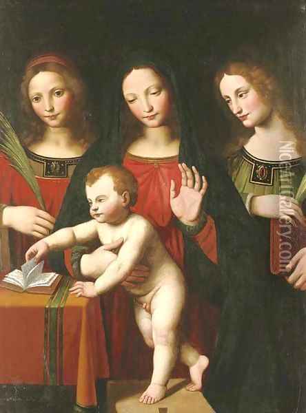 The Madonna and Child with two female saints Oil Painting - Bernardino Luini