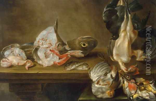 Fish and Dead Game Oil Painting - Alexander Adriaenssen
