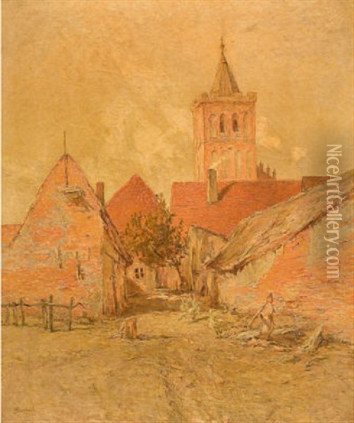 Dorfstrase Oil Painting - Wilhelm Bombach