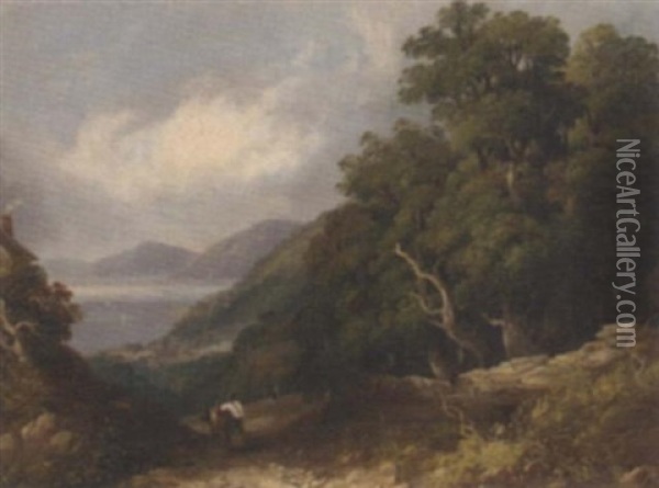 On The Welsh Coast, Bangor Oil Painting - Joseph William Allen