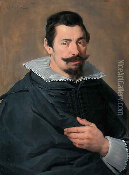 Portrait of a forty-five years man Oil Painting - Cornelis De Vos
