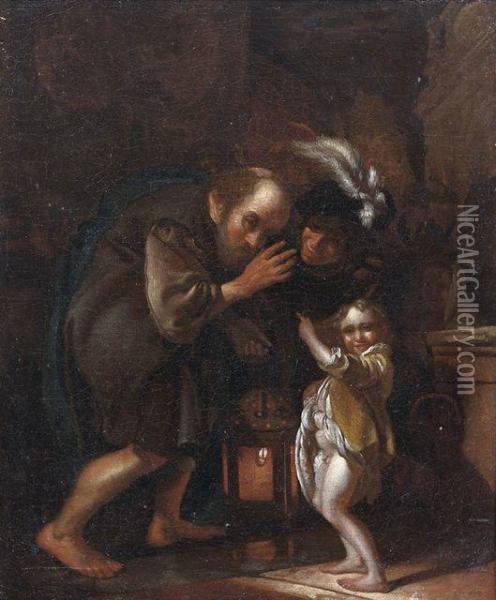 Diogenes Auf Der Suche Nach Einem Ehrlichen Menschen Wird Von Einem Kind Verspottet Oil Painting - Gerrit Van Honthorst