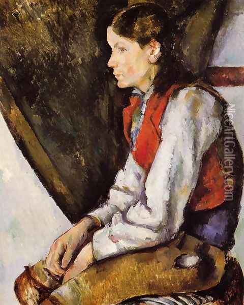 Boy In A Red Vest2 Oil Painting - Paul Cezanne