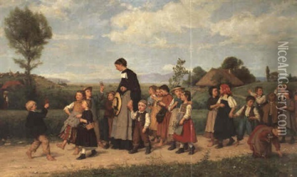 Der Schulspaziergang Oil Painting - Albert Anker