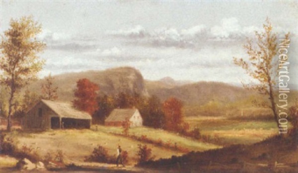On The Farm, Autumn Oil Painting - George Henry Durrie