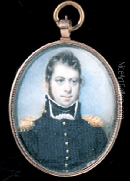 Commodore Bainbridge, Wearing Naval Uniform With Gold Epaulettes Oil Painting - Henry Williams