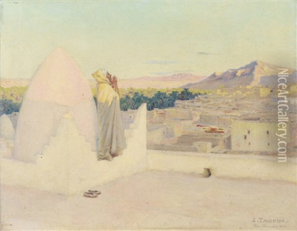 Muezzin A Bou Saada Oil Painting - Jules Charles Clement Taupin