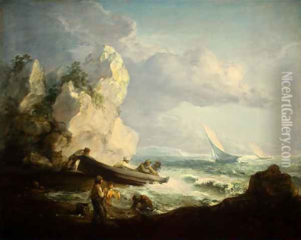 Seashore With Fishermen Oil Painting - Thomas Gainsborough