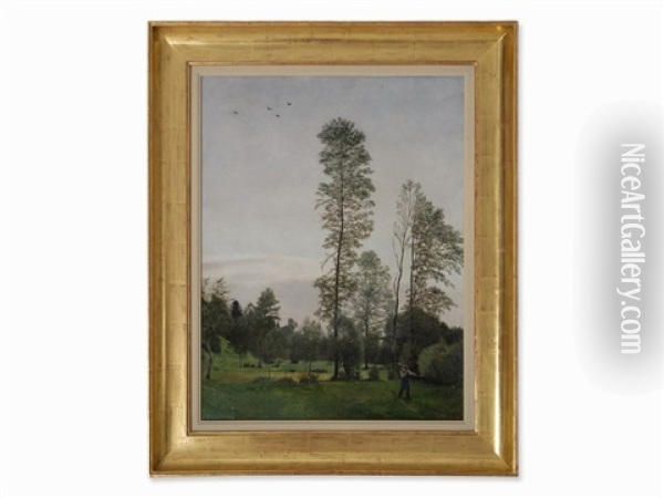 Landscape With High Poplar Oil Painting - Hans Frank