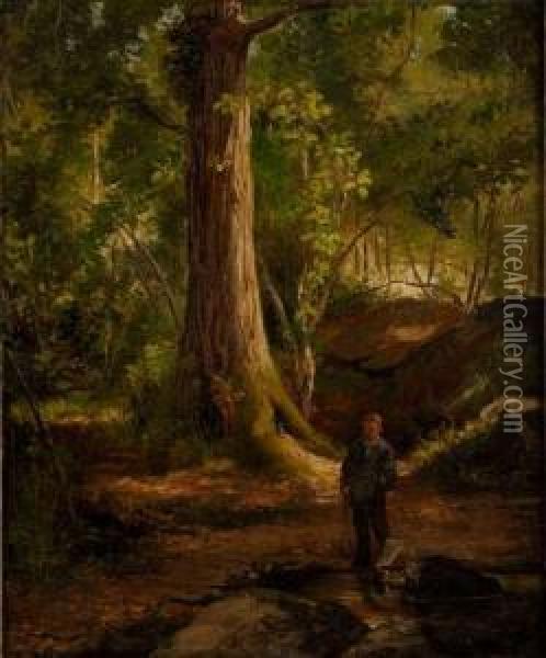 Promeneur En Sous Bois Oil Painting - Emile Charles Dameron