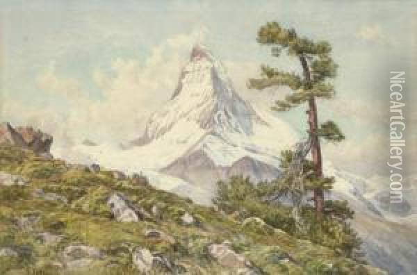The Matterhorn From The Riffel Oil Painting - Charles Jones Way