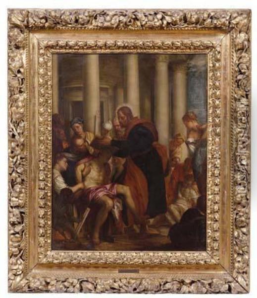 San Barnaba Guarisce Un Infermo Oil Painting - Carletto Carliari