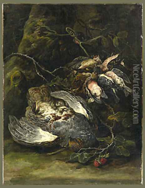 A Partridge and Small Game Birds 1650s Oil Painting - Jan Fyt