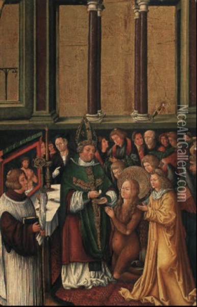 Die Kommunion Der Heiligen Maria Magdalena (altar Wing) Oil Painting - Thomas Burgkmair