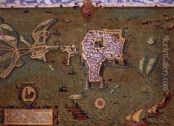 Map of Gallipoli from Civitates Orbis Terrarum Oil Painting - Joris Hoefnagel