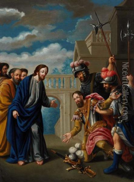 Cristo Con El Centurion Oil Painting - D Diaz Valle